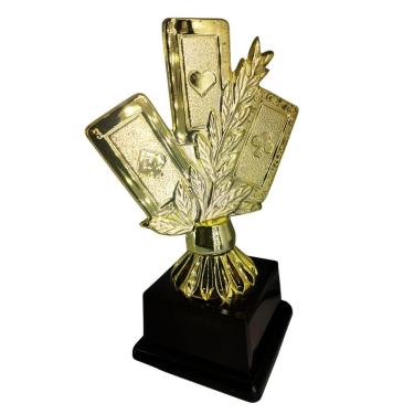 Imagem de Troféu 600023 Baralho 17cm em Polímero Metalizado Dourado com Base Quadrada Preto Vitória