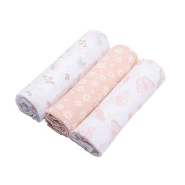 Imagem de Cueiro Swaddle Fralda Papi Soft estampado bebê 80x80cm com Bainha Kit 