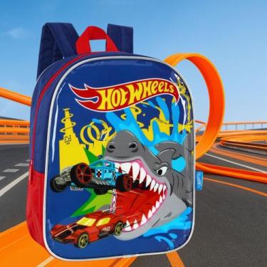 Imagem de Mochila Infantil Pequena Hot Wheels Escolar Passeio, Azul