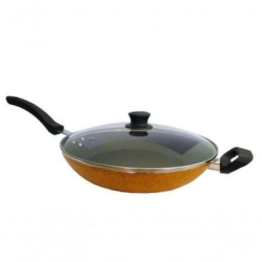 Imagem de Panela Wok Antiaderente Grande Com Tampa 30cm Extang