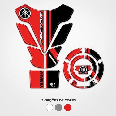 Imagem de Kit Protetor de Tanque e Bocal Resinado Factor DX 2025-2026 Vermelho Resina 3D Yamaha
