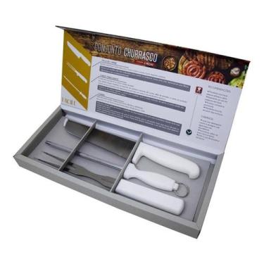 Imagem de Conjunto Churrasco Kit Faca + Garfo + Chaira Hauskraft Inox