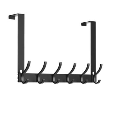 Imagem de Gancho para Porta Vethwal com 12 Ganchos Preto em Alumínio