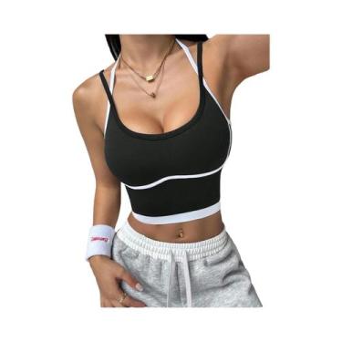 Imagem de Colete Esportivo Feminino Color Block Sem Aro De Aço, Absorção De Impa