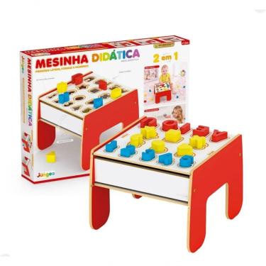 Imagem de Mesinha Didática 2 em 1 Modelo 958 com Tampos Reversíveis e Peças Educativas Junges 37CM 16 Peças