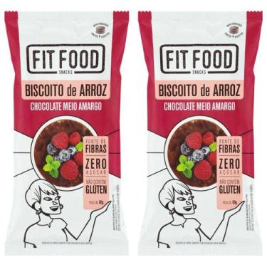 Imagem de Kit 2 Biscoitos de Arroz Fit Food 60g Escolha o Sabor Sabor:Chocolate 