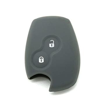 Imagem de WSWJDW Silicone 2 Botões Car Key Case Cover Chaveiro Ring Key Bag, apto para Renault Kangoo Dacia Scenic Megane Sandero Captur Twingo Modus, cinza