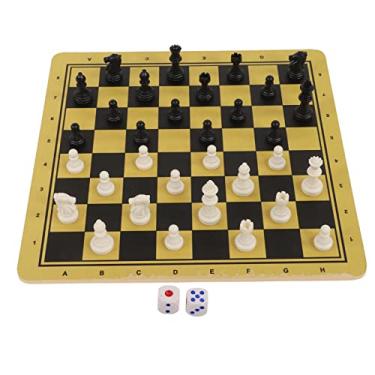 Imagem de Jogo de tabuleiro de xadrez de xadrez, resistência à queda PS durável 3 em 1 jogo de tabuleiro de xadrez divertido conveniente resistente ao desgaste com dados para lazer