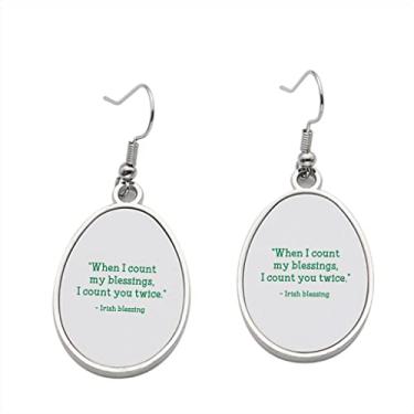 Imagem de Brinco When I coun't my Blessings I coun't you Twice Irish Blessing - Brincos pendentes para meninas - Presente de festa de aniversário dos namorados