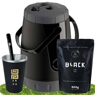 Imagem de Kit Tereré Black Erva Garrafa 2,5L Cuia E Erva Menta Black