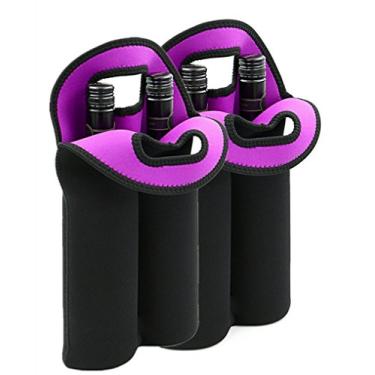 Imagem de hipiwe garrafa de vinho Carrier sacola Duas Isolamento neoprene Vinho/suporte de garrafa de agua para viagem com alca Seguro