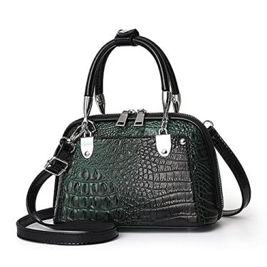 Imagem de Bolsa tiracolo feminina pequena com alça superior bolsa de couro crocodilo bolsa de ombro moderna bolsas de ombro, Verde