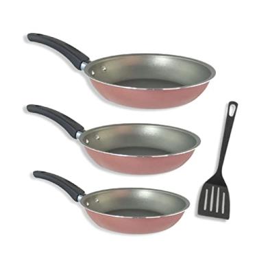 Imagem de Kit 3 Frigideira Grossa Antiaderente Teflon Espátula