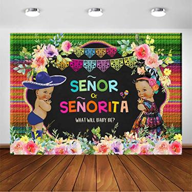 Imagem de Avezano Senor or or Senorita Fiesta Gênero Revelar Festa Pano de Fundo 2,1 x 1,5 m Bebê Mexicano He or She Señor or or Señorita Fiesta Floral Gênero Revelar Festa Fotografia Fundo Foto Banner Mexican Fiesta Photo Boot