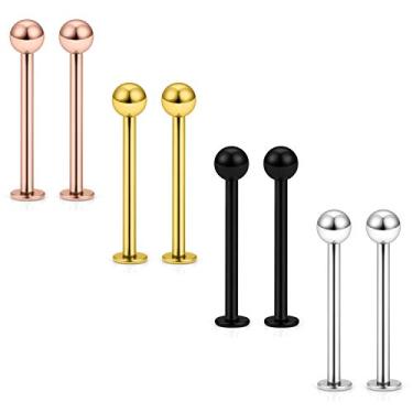 Imagem de Kridzisw 14 G 316L Aço Inoxidável Labret Língua Barbell Piercing Corporal Joia 4 mm 5 mm Tamanho da Barra 14 mm 16 mm 19 mm Comprimento da Barra Disponível 8 peças