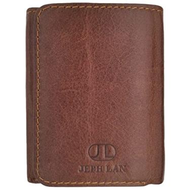 Imagem de Carteira masculina Jeph Lan de couro legítimo com bloqueio de RFID, porta-cartões com bolso para moedas e porta-documentos, carteira RFID, Casual