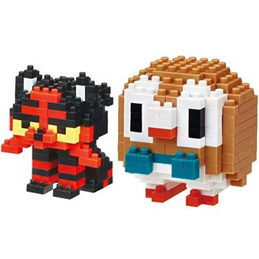 Imagem de Nanoblock S – Conjunto de 2 – Litten and Rowlet (Nyabby e Mokuroh no Japão) – Personagens Pokémon Ajustáveis (Importado do Japão)