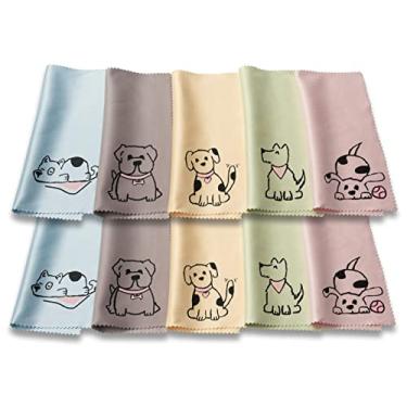 Imagem de Pacote com 10 panos de limpeza de microfibra multicores para limpeza de lentes, óculos, óculos de sol, óculos e celular