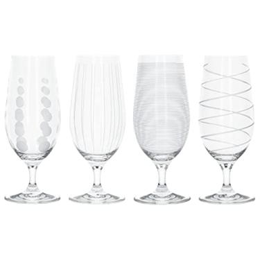 Imagem de MIKASA Conjunto de copos de cerveja "Cheers" com gravura decorativa, vidro de cristal, efeito prateado, 460 ml, conjunto de 4