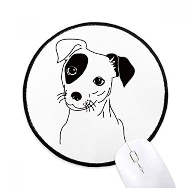 Imagem de Tapete de mouse com estampa de ilustração preta de cachorro de desenho animado para escritório tapete redondo para computador