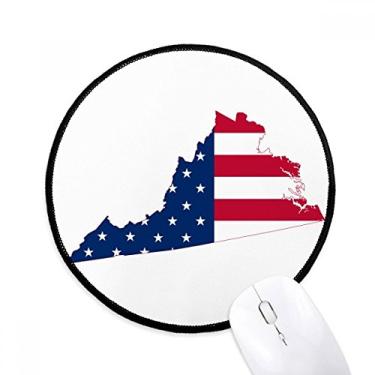 Imagem de DIYthinker Virginia USA mapa estrelas listras formato bandeira mousepad desktop escritório tapete redondo para computador