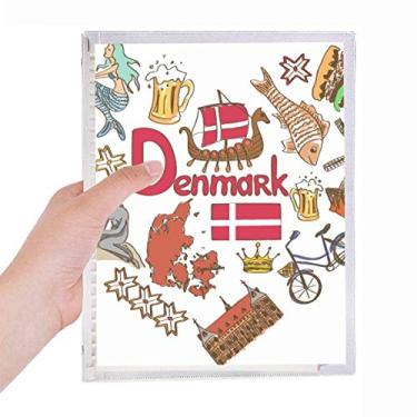 Imagem de Caderno com bandeira nacional da Dinamarca Love Heart Landscap diário de folhas soltas recarregável, papelaria
