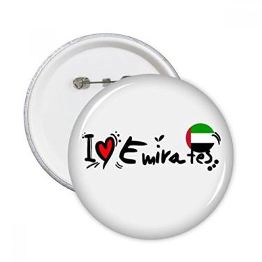 Imagem de I Love Emirates Palavra Bandeira Amor Ilustração de Coração Pinos Redondos Emblema Botão Decoração Acessório 5 peças