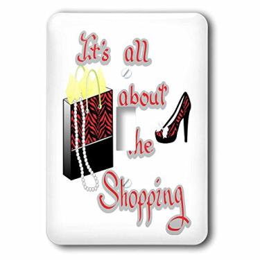 Imagem de 3dRose lsp_185048_1 Bolsa com estampa de zebra vermelha e salto alto Its All About The Shopping Light Switch Cover