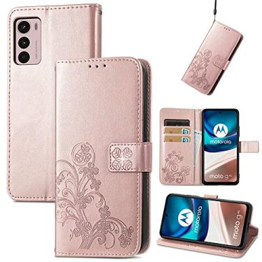 Imagem de Capas de telefone de negócios da moda compatíveis com Motorola Moto G42 G 42 Capa de couro com slots magnéticos para cartão clipe de carteira capa de telefone à prova de choque (ouro rosa, Motorola Moto G42)