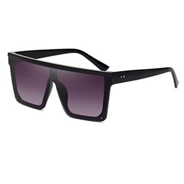 Imagem de Óculos de sol quadrado tamanho grande feminino armação grande retrô óculos de sol gradiente para homens vintage UV400, cinza duplo, tamanho único