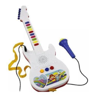 Imagem de Guitarra Infantil Microfone Emite Sons Musicas Deixa Cantar - King