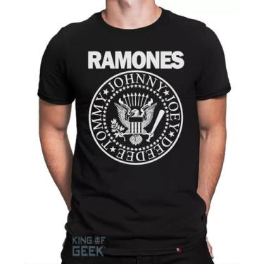 Imagem de Camiseta Ramones Logo Camisa Banda Rock Anos 80 Clássicos Tamanho:G;Cor:Preto