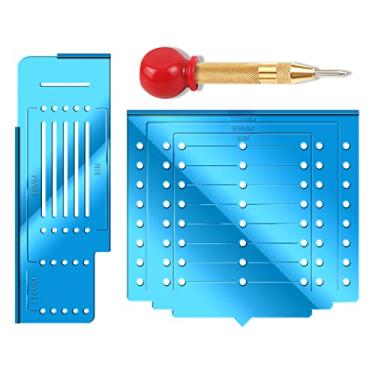 Imagem de Modelo de hardware de armário, ferramenta de gabinete – Modelo de puxador de armário para ferragens de armário, modelo de armário para alças e puxões, modelo de puxador de gaveta com furador central automático.