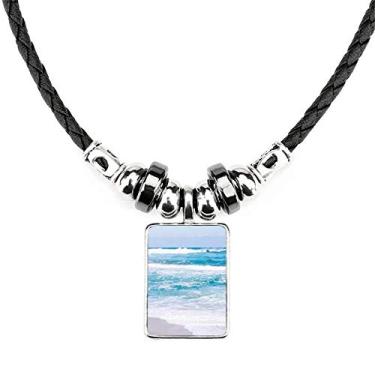 Imagem de DIYthinker Colar Ocean Water Beach Science Nature Picture Jewelry Torque Leather Rope Pendant