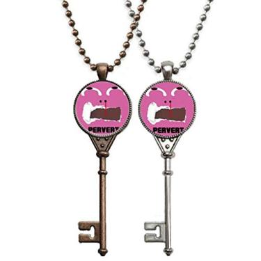 Imagem de OFFbb-USA Colar de chave de sangramento nasal Pervert Pink Emotion, joia para decoração de casal