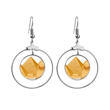 Imagem de Brincos de argola com padrão de arte da esfinge da pirâmide do Egito