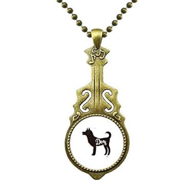 Imagem de DIYthinker Colar de cachorro preto e branco com pingente de música de guitarra antiga