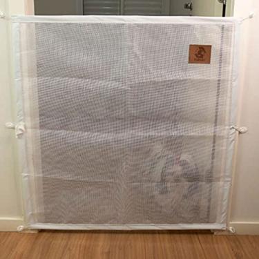 Imagem de Grade De Porta Crianças Bebês Pet Segurança Portão Cachorro 110Cm X 90Cm Branco