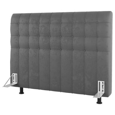 Imagem de Cabeceira Cama Box Solteiro Dahlia 90Cm Com Frame Suede Cinza Claro - Desk Design