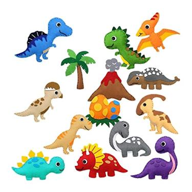 Imagem de YIJU de costura de feltro Animais de feltro DIY costura artesanato de pelúcia costura artesanato brinquedo educativo criativo para idades 6-8-12, dinossauro