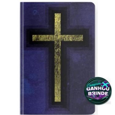 Imagem de Bíblia Sagrada Cruz Azul Capa Dura Letra Maior Cristã Evangélica Gospe