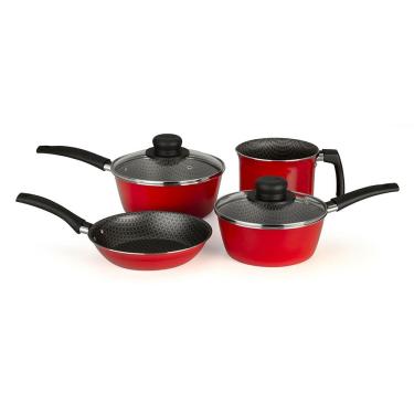 Imagem de Conjunto de Panelas 4 Peças Multiflon Essencial com Revestimento Antiaderente Ultra7 e Tampas de Vidro - Vermelho