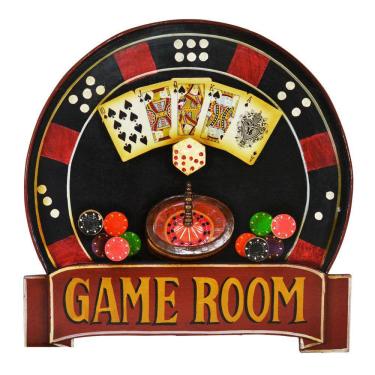 Imagem de Quadro Madeira Decorativo Retro Game Room Detalhe De Baralho