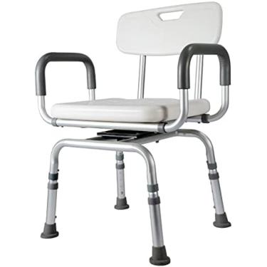 Imagem de Cadeira De Chuveiro Giratória, Cadeira De Chuveiro Giratória De 360° Com Braços E Banco De Banho Traseiro, Banco De Chuveiro De Altura Ajustável, Banco De Transferência De Banheira Para Idosos,Bra