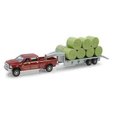 Imagem de Ertl Dodge Pickup with Diecast Trailer and Bales, 1:64-Scale