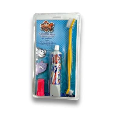 Imagem de Kit Bucal para Cães e Gato, Dedeira para escovação bucal + Escova de dentes + Creme dental Tutti Frutti 90g, Kit Anti-tártaro