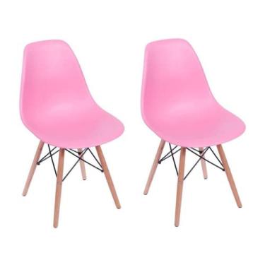Imagem de Kit 2 Cadeiras Eames Wood Design Eiffel Jantar Rosa