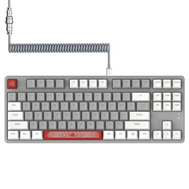 Imagem de MAGIC-REFINER AK873 Teclado Mecânico 75% TKL, Switch Vermelho Linear Hot-Swap, RGB, Teclas PBT - PC/Mac (Cinza Branco)