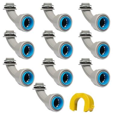 Imagem de Conector de cotovelo de 90 graus QuickFitting de 90 graus | Encaixe de conduíte elétrico de PVC com instalação push | para conduíte de PVC rígido Sch 40 e Sch 80 | Pacote com 10 conectores de caixa de