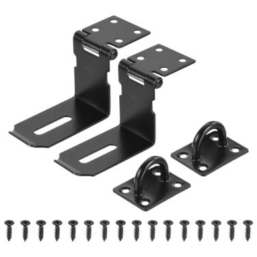 Imagem de PATIKIL Trava de ferrolho de porta de ângulo reto de 12 cm, pacote com 2 trinco de cadeado de segurança de 90 graus de aço inoxidável para porta janela, gaveta, caixa de ferramentas, garagem, preto